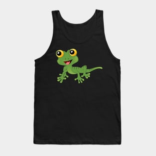 Gecko Cartoon - Cool Friendly Smiling Green Lizard Tank Top